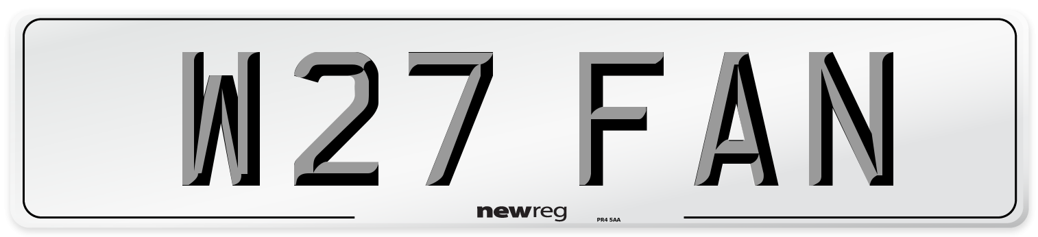 W27 FAN Number Plate from New Reg